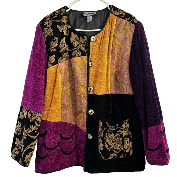 Indigo Moon Women's Purple Chenille and Tapestry Jacket Size 1X - Picture 1 of 7